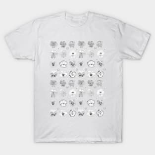 pansies illustration collection black and white T-Shirt